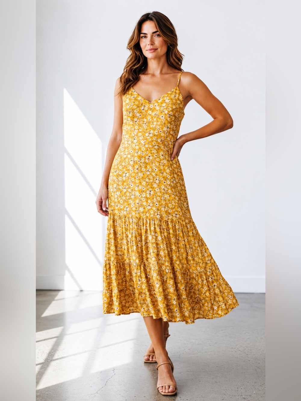 🩷‎ Lulus Floral Button Front Midi Dress Medium 🩷